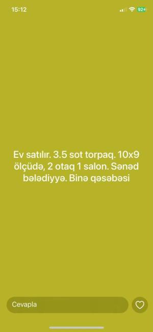 Бакы, садовый домик 3 комната, продажа, 90 м² , 3.5 сот , Хәзәр рајону, Бинә гәс.